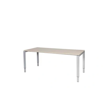 Afbeelding van Domino bureau, hoogte instelbaar (62 85cm) met 180x80cm &#039;zwevend&#039; robson eiken 25mm blad en aluminium (RAL9006) N poot frame