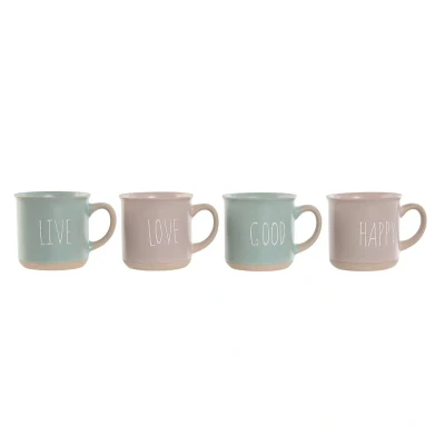 Afbeelding van Set van 4 mokken Home ESPRIT Blauw Roze Keramiek Stads