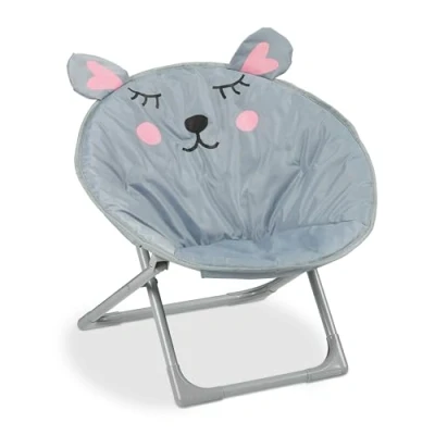Afbeelding van Relaxdays kinderstoel moon chair relaxstoel voor kinderen campingstoel inklapbaar muis