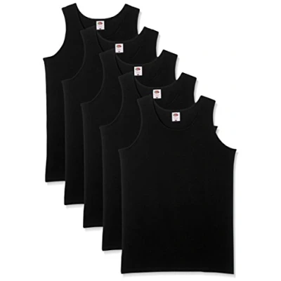 Afbeelding van FRUIT OF THE LOOM 5 pack Athletic Mens heren Ondershirt (5 Pack), Zwart, L