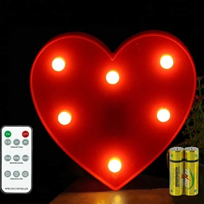 Afbeelding van HONPHIER® Lichtgevende letters, letterlamp, alfabet, lichtlamp, led, afstandsbediening, decoratie, werkt op batterijen, voor recepties, feest, bruiloft, Kerstmis, huis, bar,
