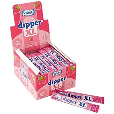 Afbeelding van Vidal Dipper XL snoepjes, zacht, aardbeiensmaak, roze, 100 stuks