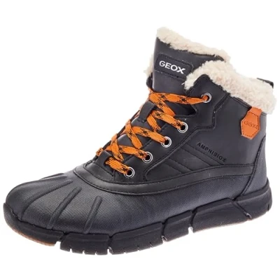 Afbeelding van Geox J Flexyper BOY B ABX Veterboots voor kinderen, Maat: 31, Black/orange Kunststof/ textiel