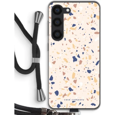 Afbeelding van Case Company® hoesje met Koord geschikt voor Samsung Galaxy S23 Terrazzo N23 Telefoonhoesje Zwart Bescherming aan alle Kanten en Over de Schermrand