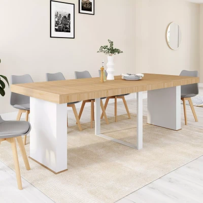 Image de Table console extensible EDEN 10 personnes 235 cm bois et blanc