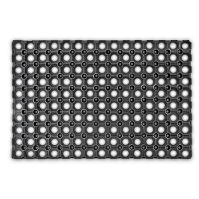 Afbeelding van Relaxdays 10013939 Rubberen deurmat antislip 40 x 60 cm weerbestendig regen sneeuw vloermat voor binnen en buiten voetwisser vuil zwart