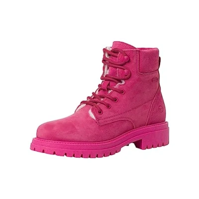 Afbeelding van Tamaris Enkellaarsjes met plateauzool, Dames, Maat: 37, Fuxia Leer en textiel