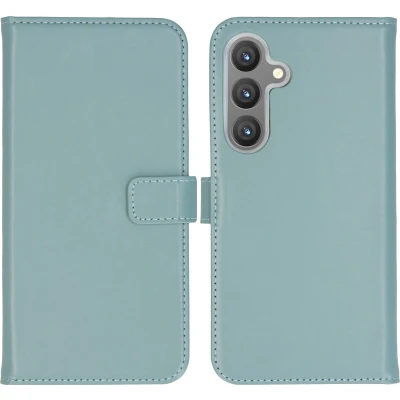 Afbeelding van Selencia Hoesje Geschikt voor Samsung Galaxy S24 Plus Met Pasjeshouder Echt Lederen Bookcase lichtblauw