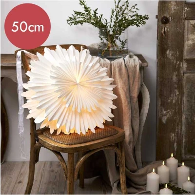 Afbeelding van Witte papieren kerstster Crystal 50 cm