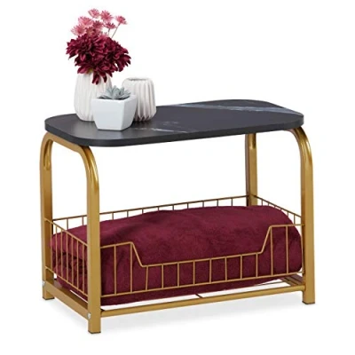 Afbeelding van Relaxdays bijzettafel opbergruimte tafeltje salontafel plantentafel haltafel mand zwart