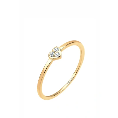 Afbeelding van Elli PREMIUM Dames Ring eenzaam hart symbool met diamant (0.04 ct.) in 925 sterling zilver