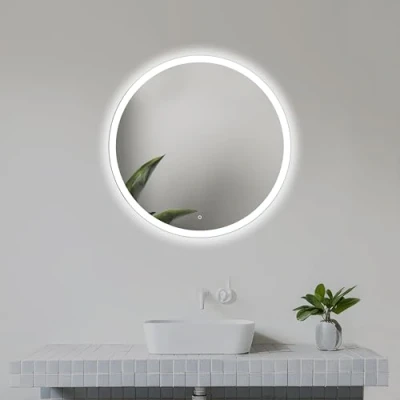 Afbeelding van Venti 50 cm ronde badkamerspiegel met ledverlichting, led aanraakschakelaar, spiegel ledverlichting aan de voorkant, natuurlijk wit