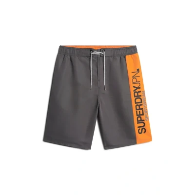 Afbeelding van Superdry LOGO Zwemshorts, Heren, Maat: Small, Charcoal