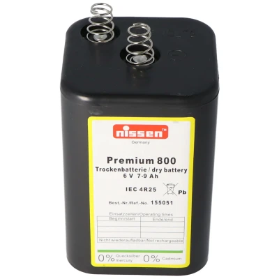Afbeelding van Nissen Premium 800 4R25 batterij 6 volt 7 9000mAh capaciteit, droge zonder kwik