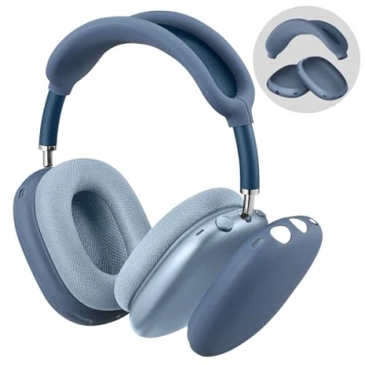 Afbeelding van Fintie Siliconen hoes voor AirPods Max hoofdtelefoon, krasbestendige en hoofdband Max, huidbeschermingsaccessoires (donkerblauw)