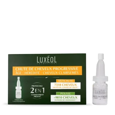 Afbeelding van LUXÉOL Progressieve haaruitval 2 in 1 bevordert de groei en vermindert verdicht het haar gemaakt Frankrijk haarprogramma maand 14 flesjes van 6 ml