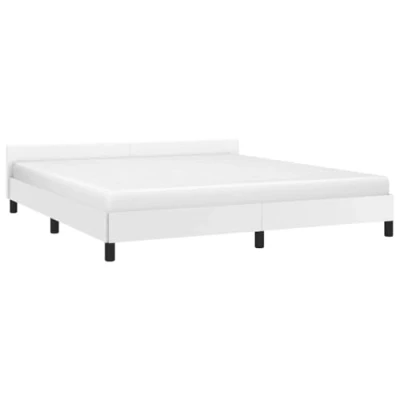 Image de vidaXL Cadre de lit avec tête Blanc 160x200 cm Similicuir