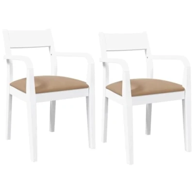 Image de vidaXL Chaises à manger coussins 2 pcs blanc bois massif caoutchouc4102394