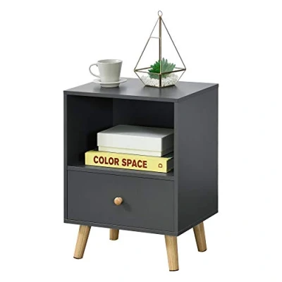 Afbeelding van Nachtkastje Sundsvall met lade 54x40x30 cm wit donkergrijs