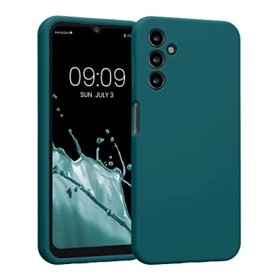 Afbeelding van kwmobile telefoonhoesje geschikt voor Samsung Galaxy A14 5G TPU backcover met siliconen coating Smartphone case in mat petrol