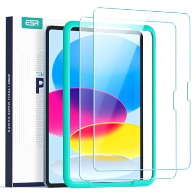 Afbeelding van ESR Displaybeschermfolie voor iPad 10 generatie (2022), 10, extra sterk gehard glas met uitlijningsframe, krasbestendig, HD helderheid, luchtbelvrij, 2 stuks
