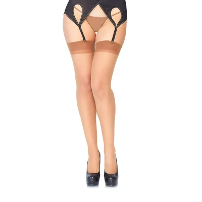 Afbeelding van Leg Avenue Transparante Nylon Jarretel Kousen Tan