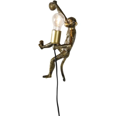 Afbeelding van QAZQA Vintage wandlamp goud Animal Monkey