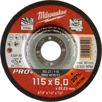 Afbeelding van Milwaukee Afbraamschijf metaal PRO+ SG27 115 x 6 mm (te bestellen per 25)