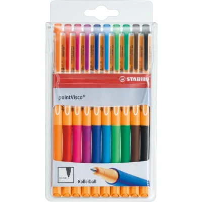 Afbeelding van Stabilo Pointvisco Roller, 0,5 Mm, Etui Van 10 Stuks In Geassorteerde Kleuren Gelroller