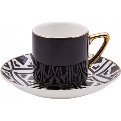 Afbeelding van KARACA Monochroom koffieservies voor 4 personen, espressokopjes en schoteltjes, espressokopjes, mokka kopjes, cappuccino Turkse koffiekopjes