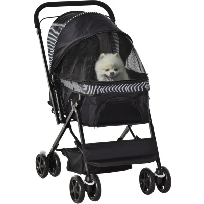 Afbeelding van PawHut Poussette pour petit chien et chat animaux de compagnie Oxford Noir 76,5 x 52 95 cm