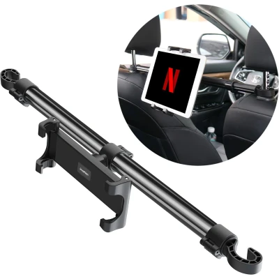 Afbeelding van iMoshion Tablet Houder Hoofdsteun Midden Auto Accessories Uitschuifbaar en Universeel Zwart