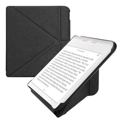 Afbeelding van kwmobile E reader hoesje geschikt voor Kobo Libra Colour hoes Ereader flip case met standaard cover van kunstleer In zwart