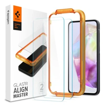Afbeelding van Spigen Screenprotector geschikt voor Samsung Galaxy A35 Tempered Glas met Montage 2 stuks Transparant