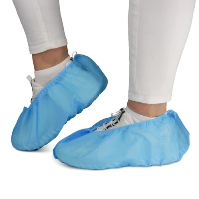 Afbeelding van 100 ARNOMED PP wegwerp overschoenen, blauwe overschoenen met antislipzool, antislip ABS tot maat 47, maat: 17x40cm