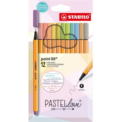 Afbeelding van STABILO point 88 fineliner, pastel, etui van 12 stuks, assorti fineliner
