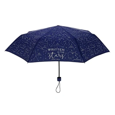 Afbeelding van Legami Opvouwbare paraplu van polyester met kunststof frame, 100 cm, zwart, Sterren, Klassiek