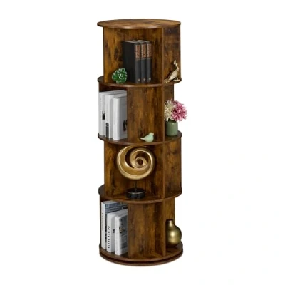 Afbeelding van Relaxdays roterende boekenkast 4 laags 20 vakken 137 x 50 cm industrieel