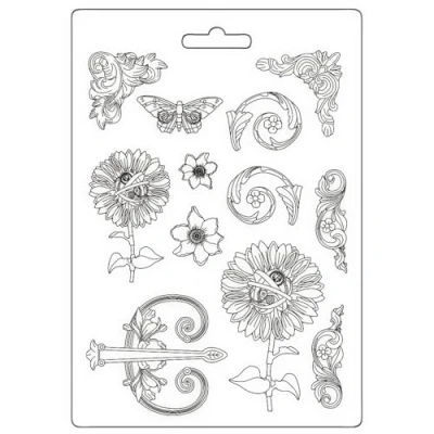 Afbeelding van Stamperia Sir Vagabond in Fantasy World Soft Mould A4 Mechanical Sunflower (K3PTA4574)