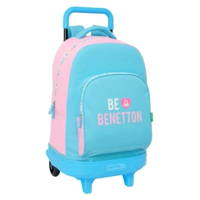 Afbeelding van Schoolrugzak met Wielen Benetton Unique Roze Turkoois 33 x 45 22 cm
