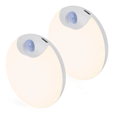 Afbeelding van Brendz LED ronde Nachtlampje Bewegingssensor, USB C Oplaadbaar, Magnetisch, 2 stuks, Warm Wit 3000K, Dimbaar, Kastverlichting Draadloos, Keukenverlichting, Trapverlichting
