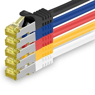 Afbeelding van 1aTTack.de, Cat7, netwerkkabel, 2 m, 5 kleuren, stuks, Cat7 ethernetkabel, 10 Gb s, SFTP PIMF LSZH set, patchkabel met Rj 45 connector, Cat.6a