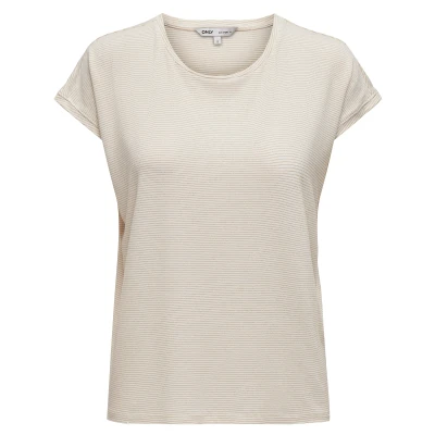 Afbeelding van ONLY ONLCLAUDIA S/S GLITTER Top NOOS JRS Dames Cloud Dancer Gold Lurex Stripe