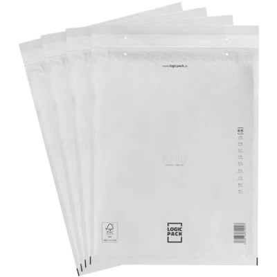 Afbeelding van LOGIC PACK Lot de 50 Enveloppe Bulle enveloppes matelassées K10 370 x 480 mm protection pour expédition, blanches autocollantes, le format DIN A3
