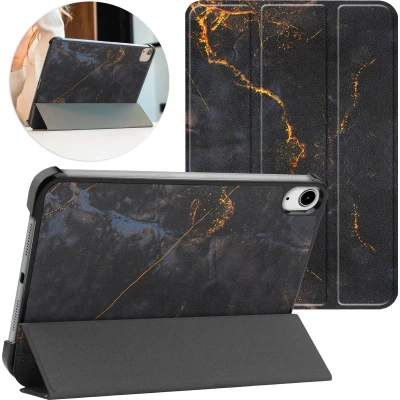Afbeelding van imoshion Tablet Hoes Geschikt voor iPad Mini 6 (2021) / 7 (2024) Design Trifold Bookcase Meerkleurig /Black Marble
