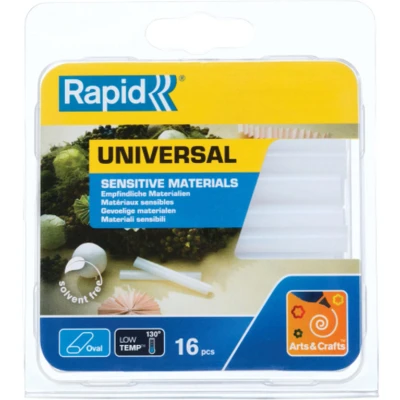 Afbeelding van Rapid Ovale Lijmpatronen in Blisterverpakking 9x94mm Voor Universeel Gebruik Transparant 16 Stuks