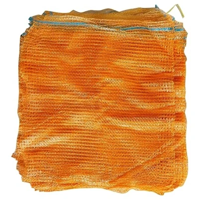 Afbeelding van Raschel 100 stuks plastic netzakken met trekkoord, oranje, 42 x 60 cm