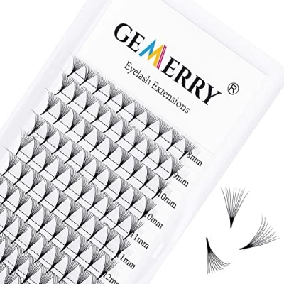 Afbeelding van 10D Pre made Fans Volume Lashes Wimperextensions Dikte 0,07mm D Krul Lengte 8 14mm mix Tray Premade Lash Extensions van GEMERRY (10D 0.07 curl 14mm)