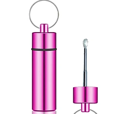 Afbeelding van iSnuff Hoogwaardige reiscontainer met lepel, metalen fles telescopische luxe dispenser (roze)
