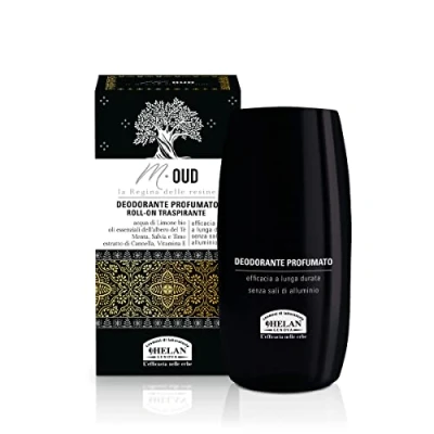 Afbeelding van Helan, M Oud, Roll On deodorant voor heren, geparfumeerd en ademend, frisse delicate op de huid, zonder aluminiumzouten, met etherische oliën, langdurige werking, 50 ml, gemaakt in